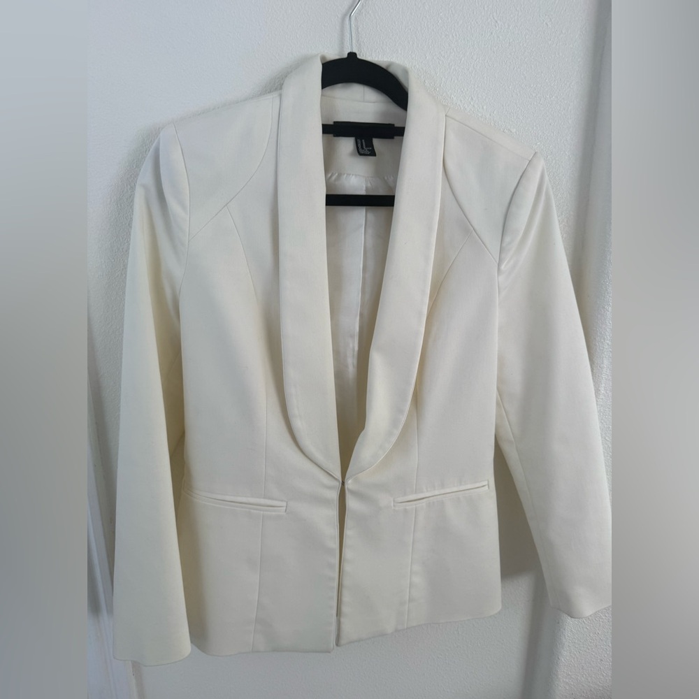 Forever 21 Cream Shawl Collar Blazer